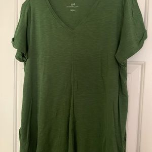 J. Jill Pima Short-v neck tee green large